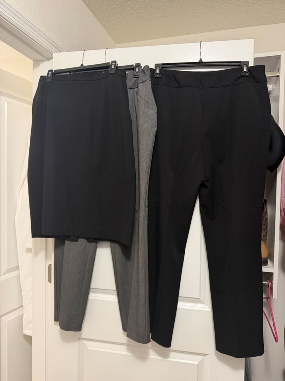 Kasper Black skirt and Investments Straight-Leg Dress Pants in black and gray